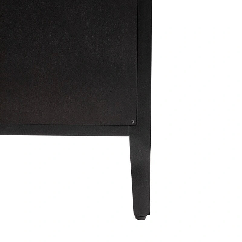 Wood Storage Cabinet with Three tempered glass doors and Adjustable Shelf,Suitable for living room, study and entrance