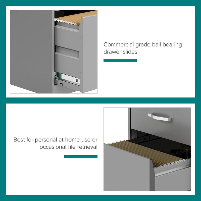 18 Deep 3 Drawer Mobile Metal Cabinet, Arctic Silver