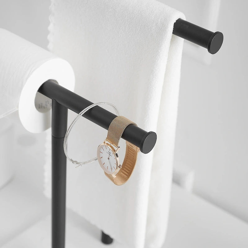 2-Tier Towel Rack Countertop Free Standing with Natural Marble Base