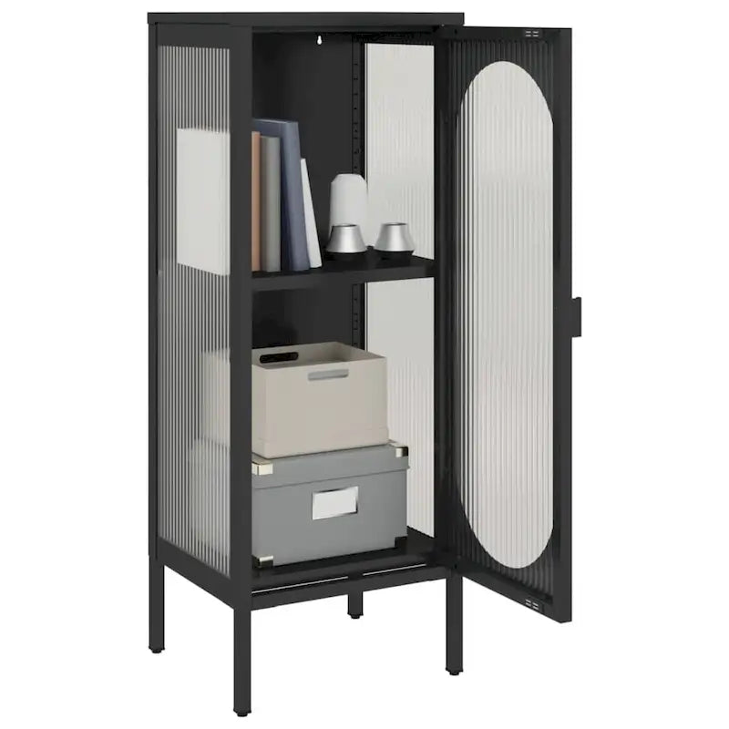 XL Sideboard Black 15.7x13.8x41.3 Glass and Steel - 15.7 x 13.8 x 41.3