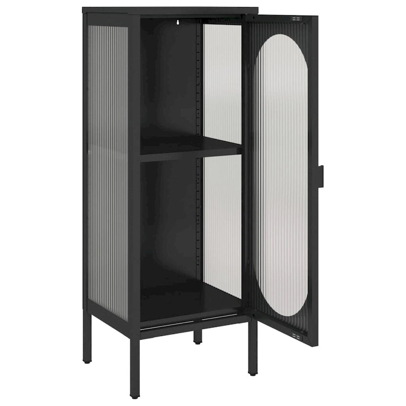 XL Sideboard Black 15.7x13.8x41.3 Glass and Steel - 15.7 x 13.8 x 41.3