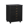 25.25 Black Wide Rolling Storage Cabinet with 6 Drawer