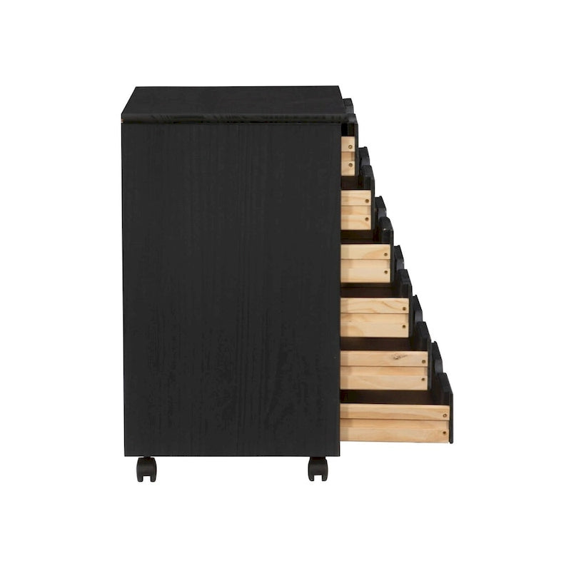 25.25 Black Wide Rolling Storage Cabinet with 6 Drawer