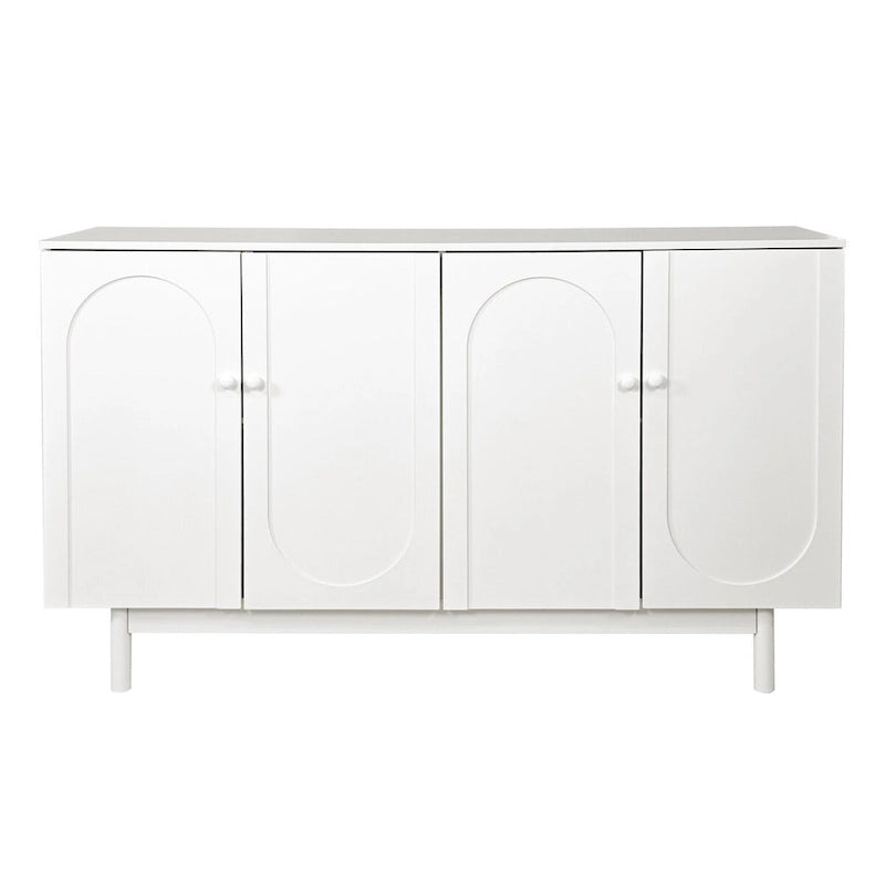 Stylish and Functional 4-Door Intaglio Storage Cabinet with Pine Legs