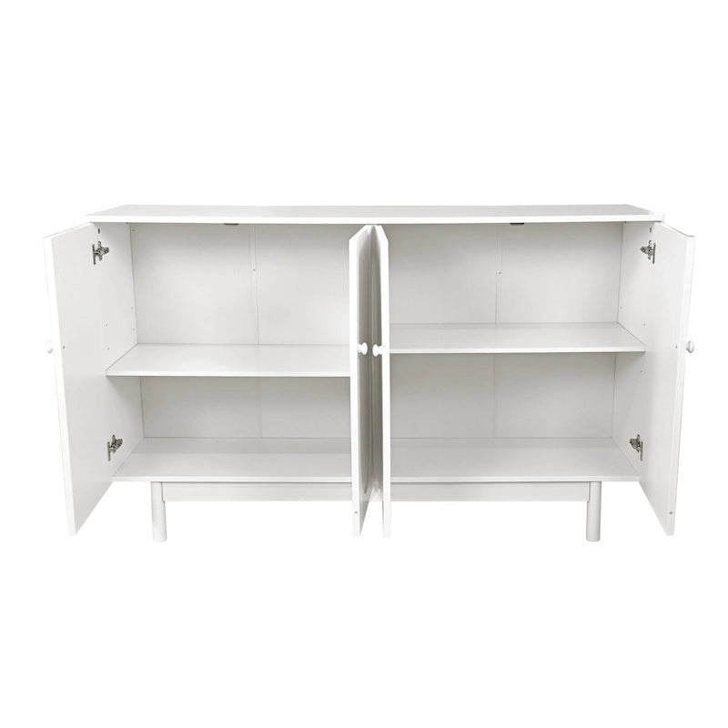 Stylish and Functional 4-Door Intaglio Storage Cabinet with Pine Legs