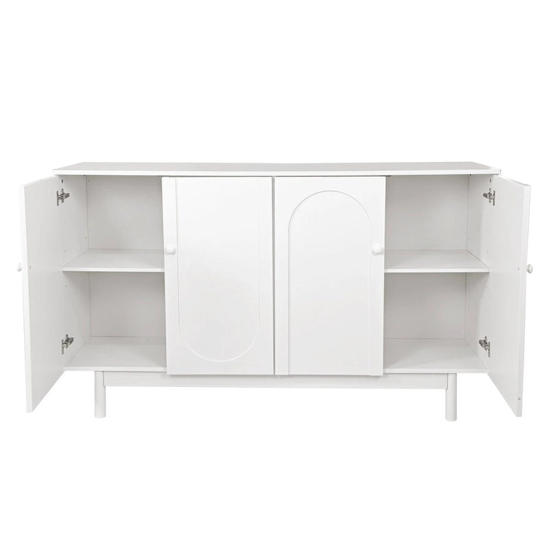Stylish and Functional 4-Door Intaglio Storage Cabinet with Pine Legs