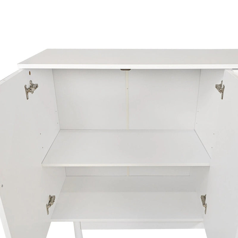 Stylish and Functional 4-Door Intaglio Storage Cabinet with Pine Legs