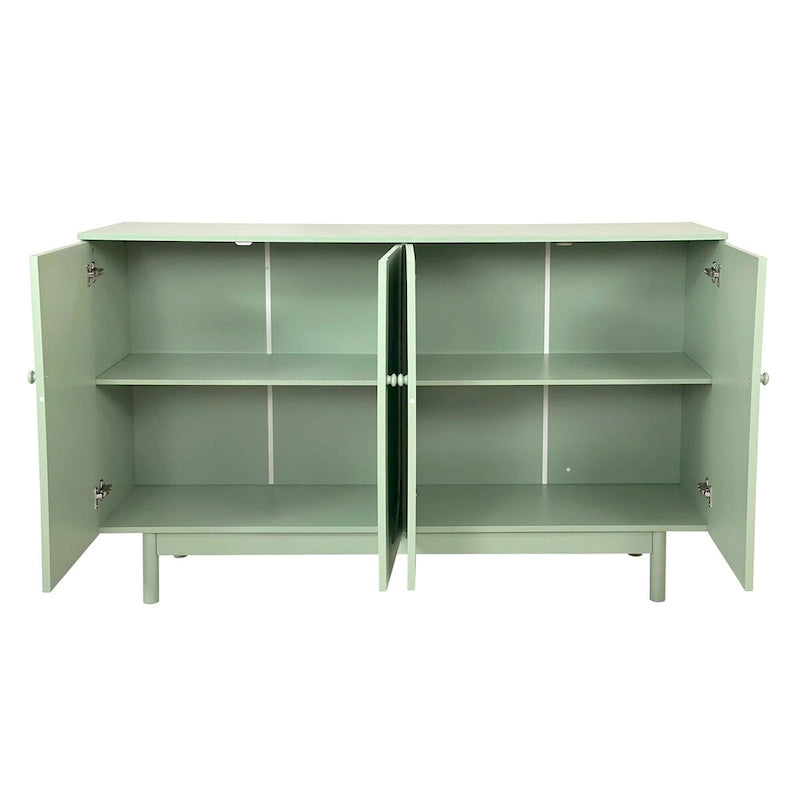 Stylish and Functional 4-Door Intaglio Storage Cabinet with Pine Legs