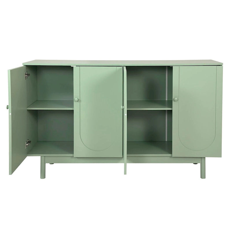 Stylish and Functional 4-Door Intaglio Storage Cabinet with Pine Legs