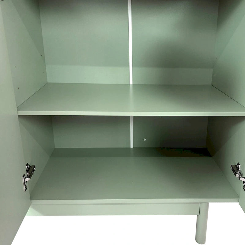 Stylish and Functional 4-Door Intaglio Storage Cabinet with Pine Legs