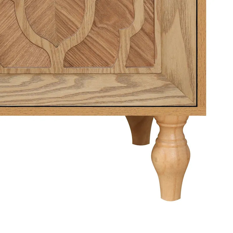 Carved Flower Door Large Storage Cabinet