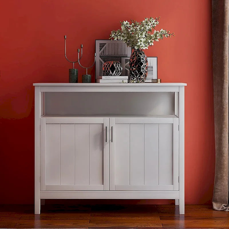 Kitchen storage sideboard and buffet server cabinet-White