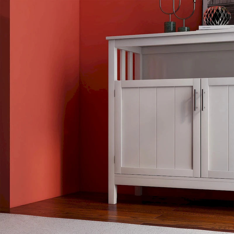 Kitchen storage sideboard and buffet server cabinet-White