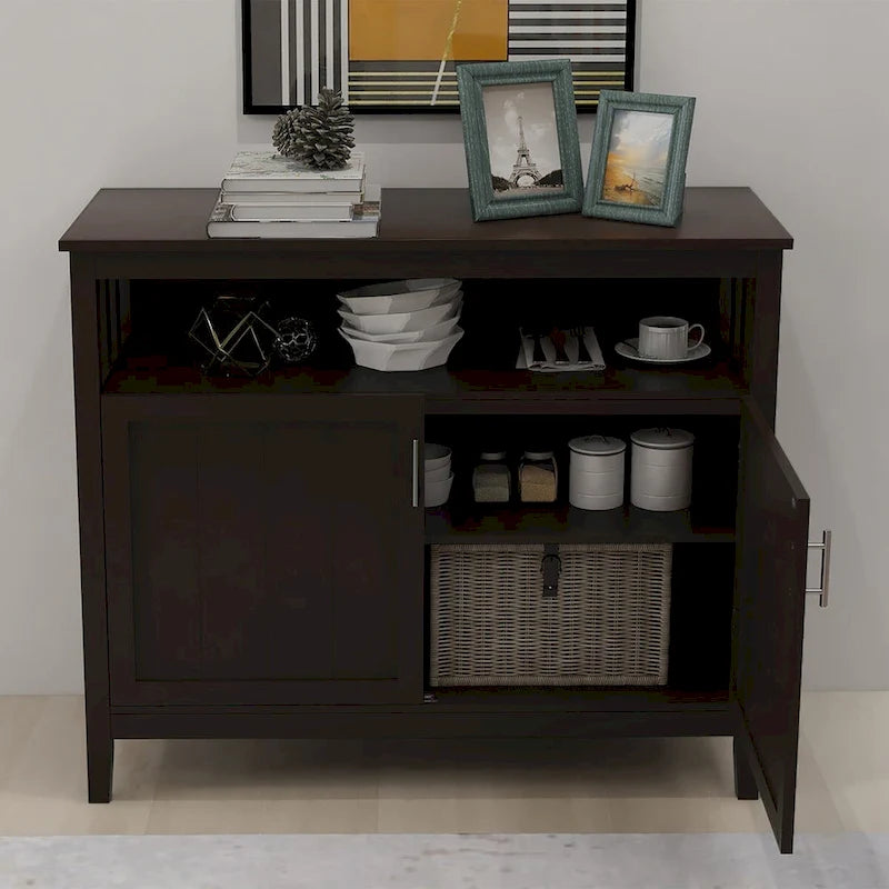 Kitchen storage sideboard and buffet server cabinet-White