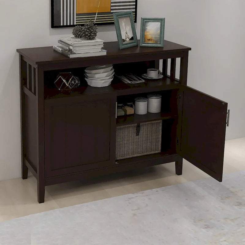 Kitchen storage sideboard and buffet server cabinet-White