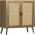 Sideboard Buffet Cabinet with Rattan Decorated Doors - 13.75D x 30W x 39.25H