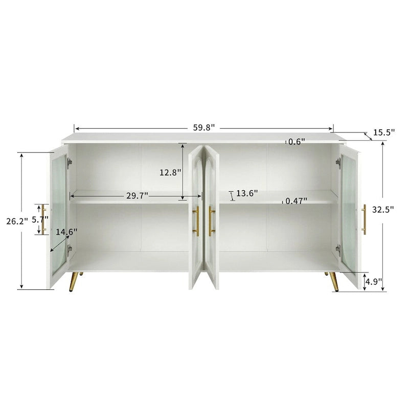 Sideboard Storage Cabinet & Adjustable Shelves for Living Room Bedroom