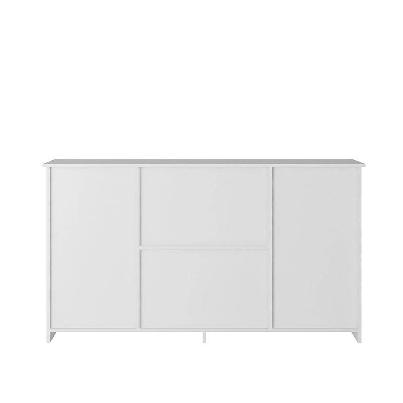 White 30 in. H Storage Cabinet with Adjustable Shelves, Modern Sideboard Buffet Cabinet with 3-Drawer and Doors
