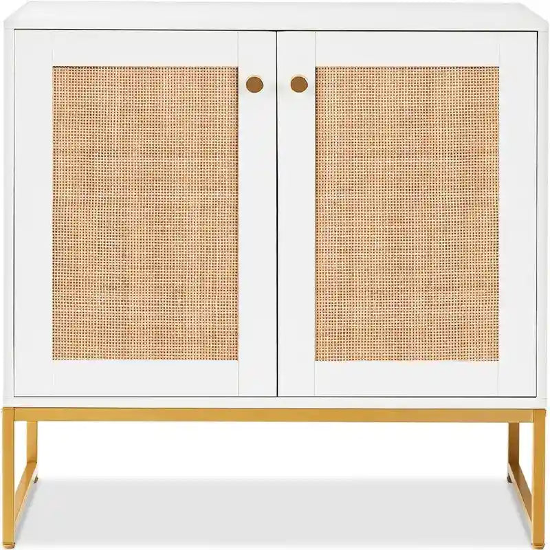 2-Door Rattan Storage Cabinet - 15D x 31.5W x 32.5H