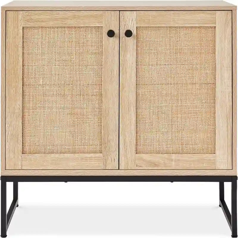 2-Door Rattan Storage Cabinet - 15D x 31.5W x 32.5H