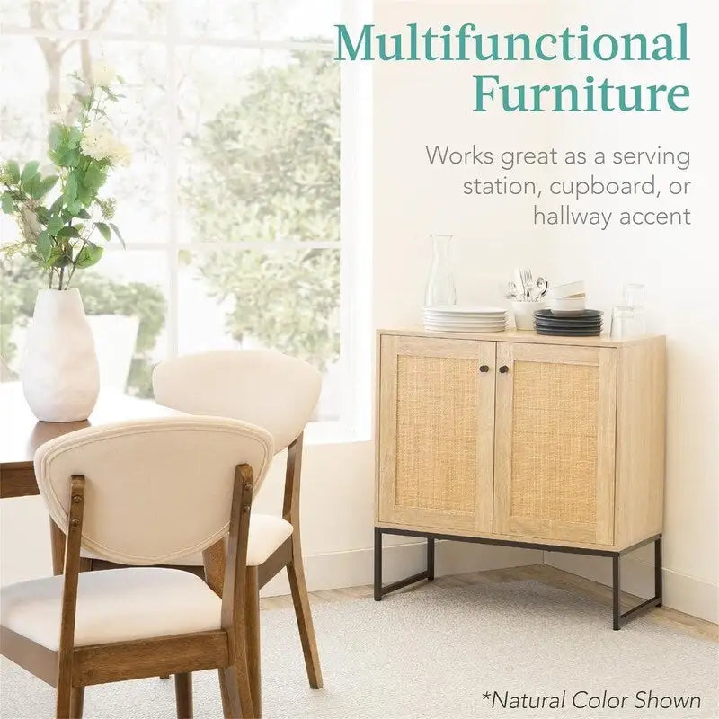2-Door Rattan Storage Cabinet - 15D x 31.5W x 32.5H