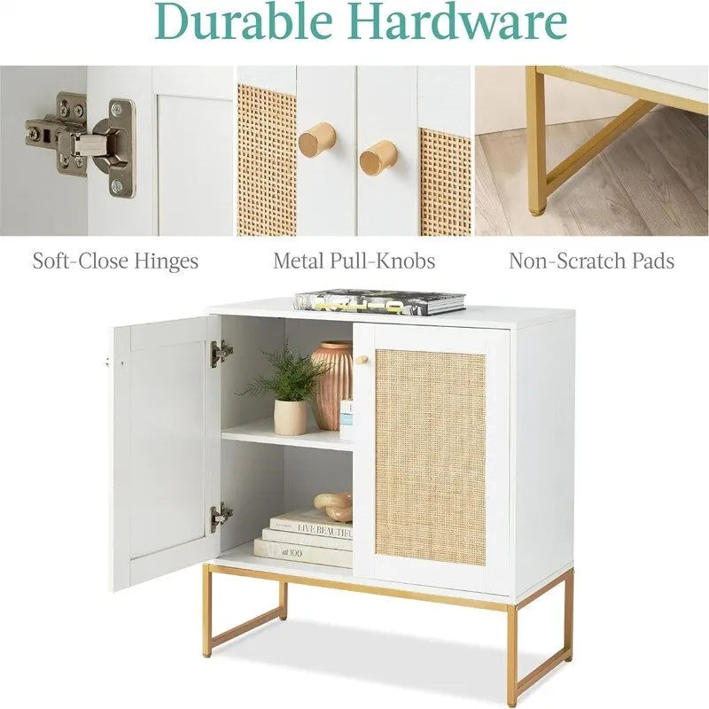 2-Door Rattan Storage Cabinet - 15D x 31.5W x 32.5H