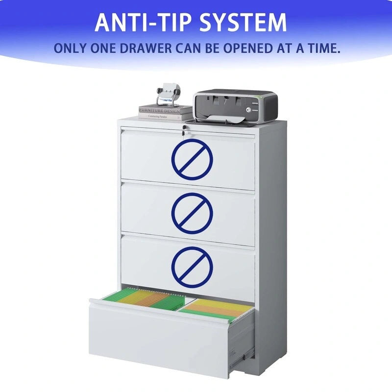 4 Drawer Metal Filing Cabinet with Lock, Legal/Letter/A4/F4 Size