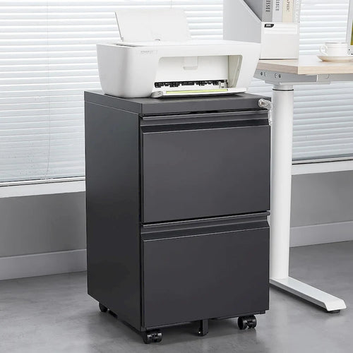 2-Drawer Metal Mobile File Cabinet with Lock