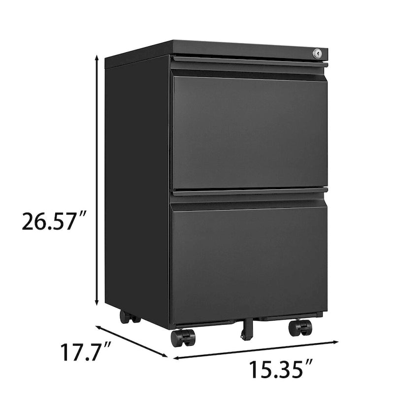 2-Drawer Metal Mobile File Cabinet with Lock