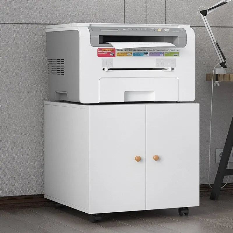 Printer Stand & Large Storage Steel Cabinet with Locked Wheel and Adjustable Shelf