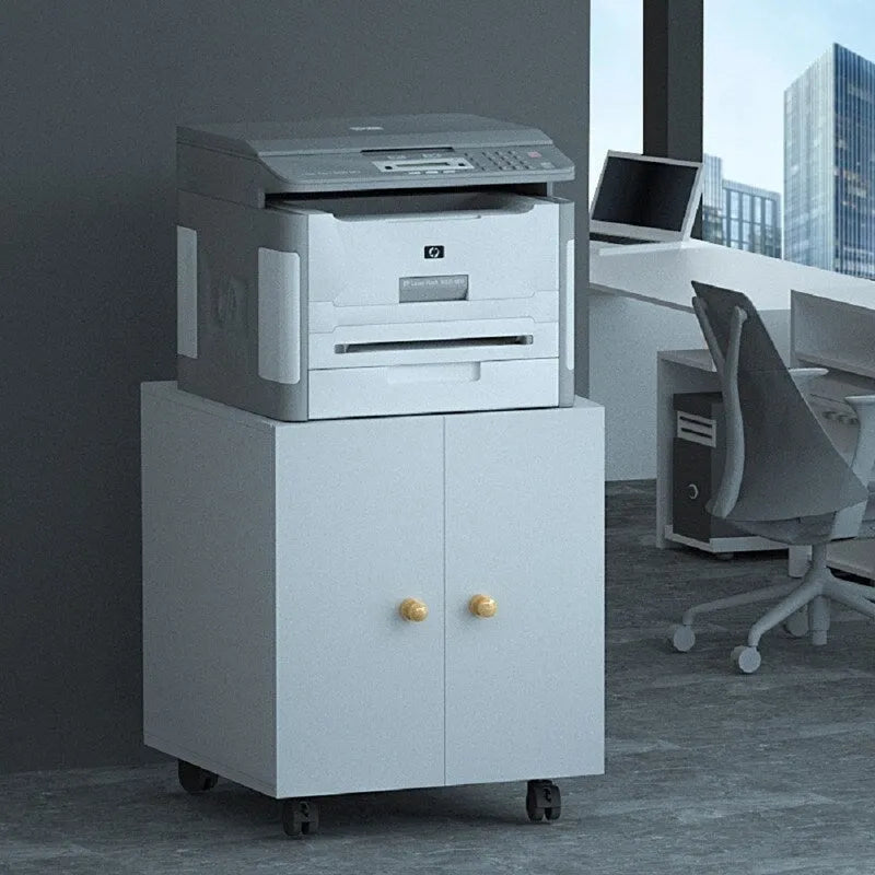 Printer Stand & Large Storage Steel Cabinet with Locked Wheel and Adjustable Shelf