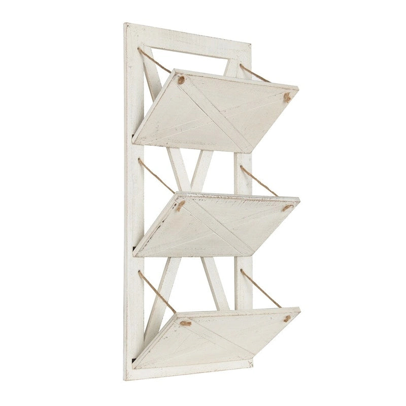3 Pocket Farmhouse Wood Hanging Wall File Holder