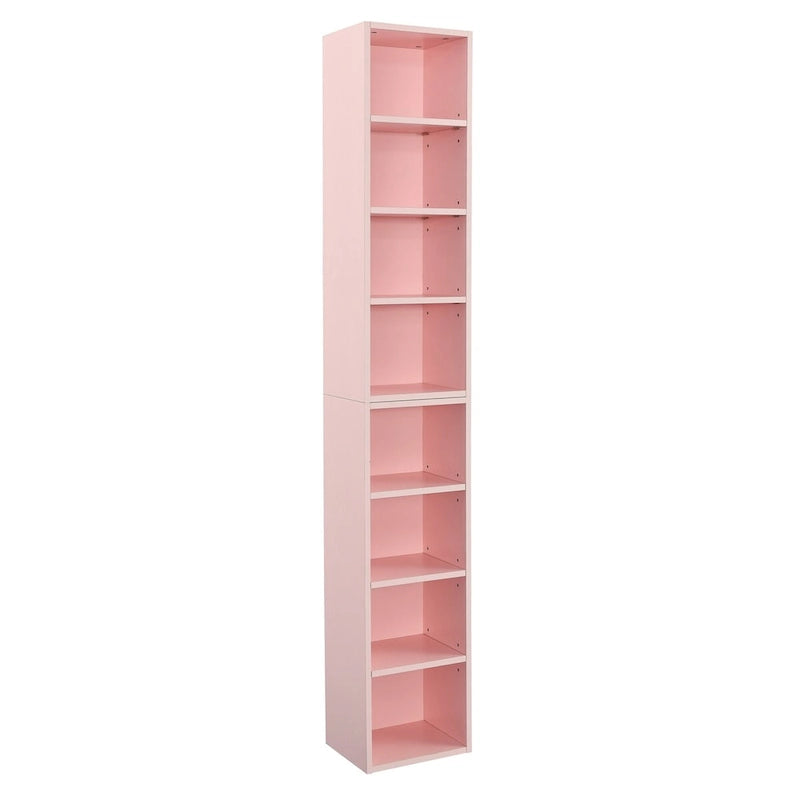 8-Tier Media Tower Rack, Slim Storage Cabinet with Adjustable Shelves