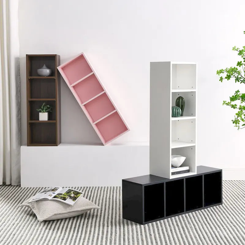8-Tier Media Tower Rack, Slim Storage Cabinet with Adjustable Shelves