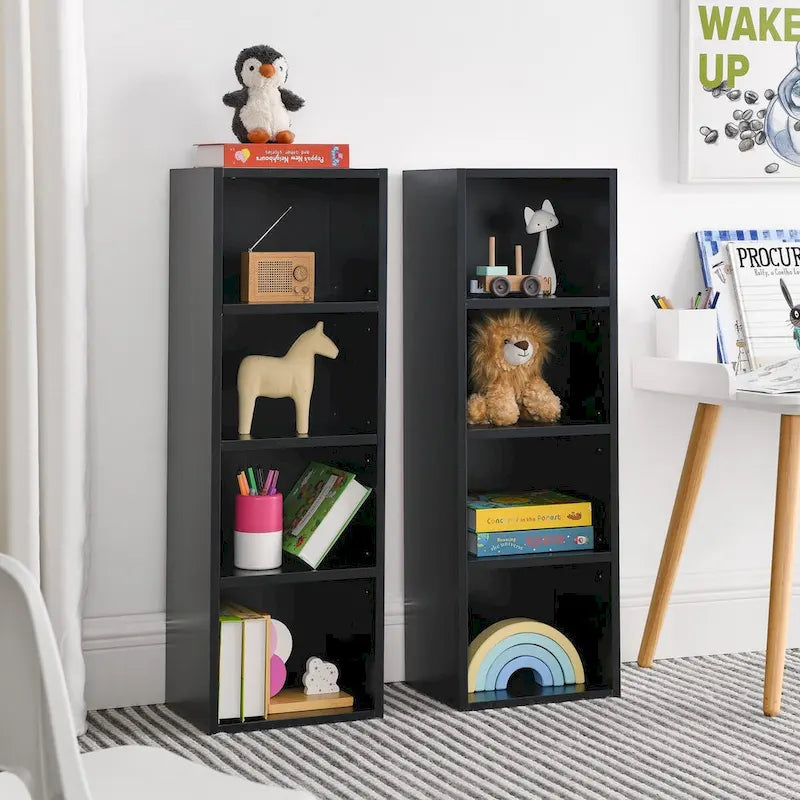 8-Tier Media Tower Rack, Slim Storage Cabinet with Adjustable Shelves