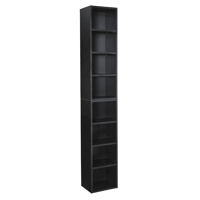 8-Tier Media Tower Rack, Slim Storage Cabinet with Adjustable Shelves
