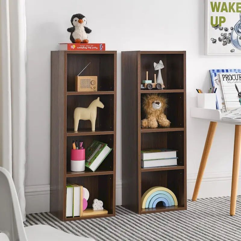 8-Tier Media Tower Rack, Slim Storage Cabinet with Adjustable Shelves