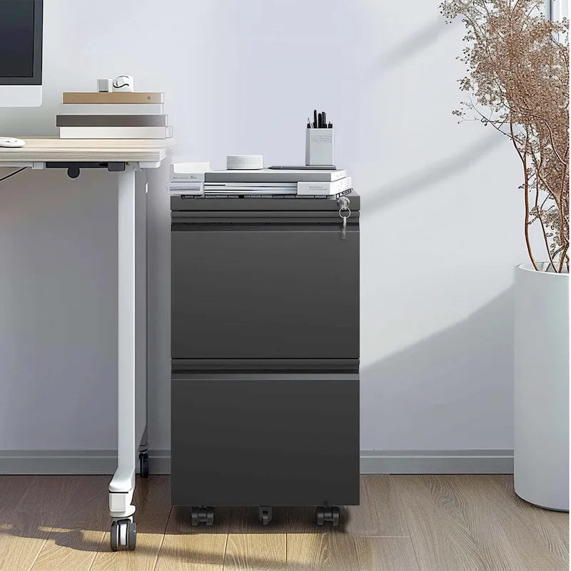 2 Drawer Metal Mobile File Cabinet with Lock for Hanging Legal/Letter/A4 Size
