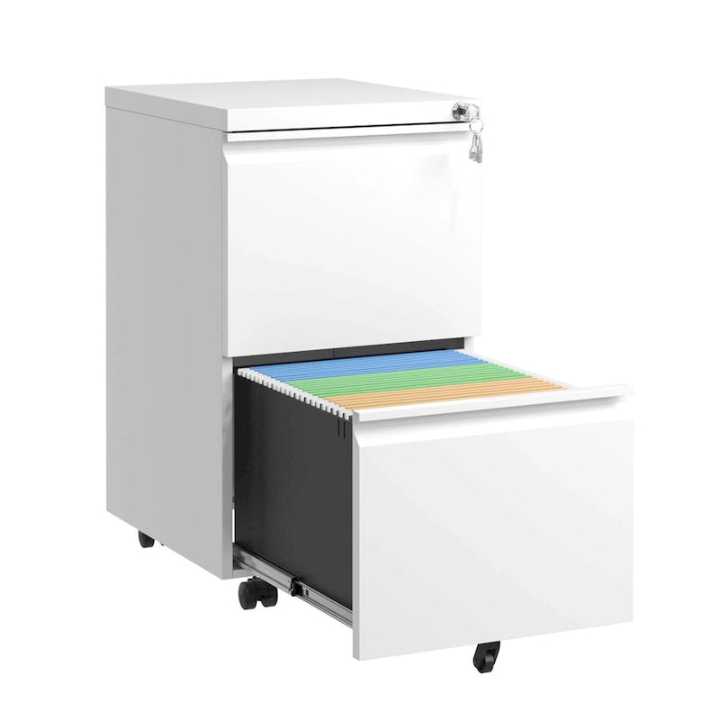 2 Drawer Metal Mobile File Cabinet with Lock for Hanging Legal/Letter/A4 Size