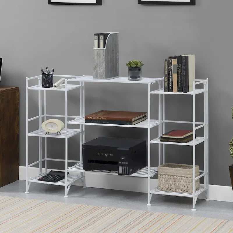 Convenience Concepts Xtra Storage 3 Tier Folding Metal Shelves with Set of 3 Extension Shelves