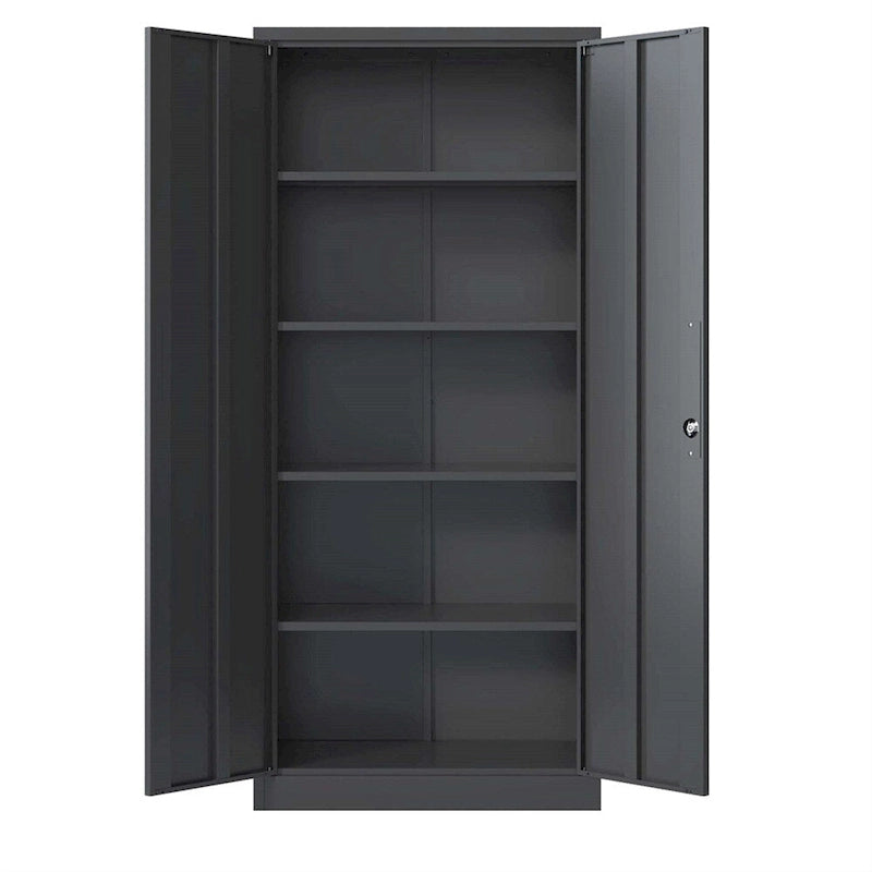72H Metal Lockable Storage Cabinet with Doors and 4 Shelves
