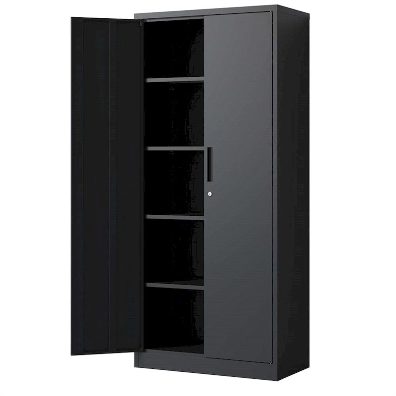 72H Metal Lockable Storage Cabinet with Doors and 4 Shelves
