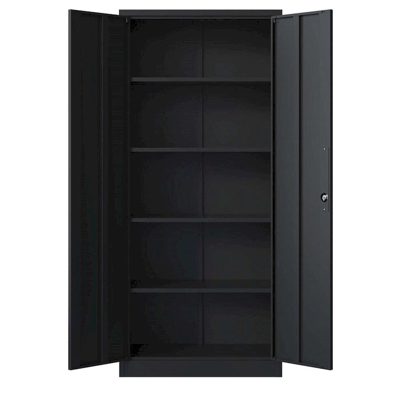 72H Metal Lockable Storage Cabinet with Doors and 4 Shelves