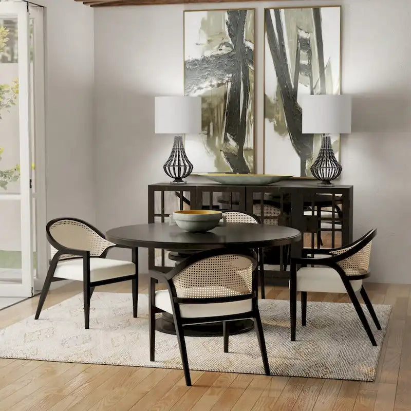 Harp & Finial Rourke Sideboard - Four Mirrored Doors - Mango Wood