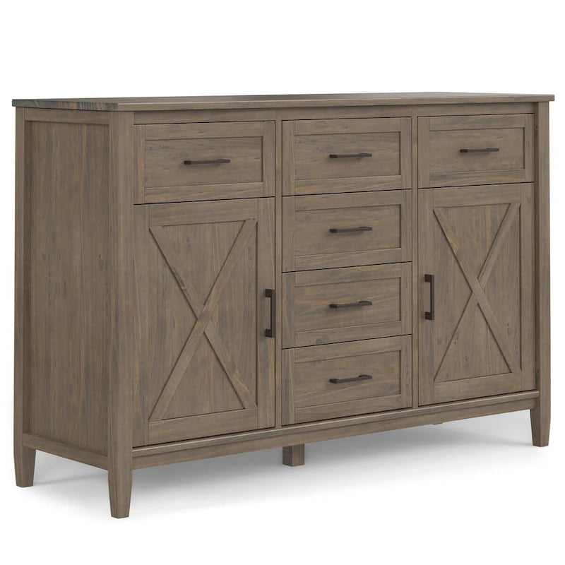 54 inch Wide Rectangle Transitional Sideboard in Smoky Brown - 18 d x 54 w x 36 h