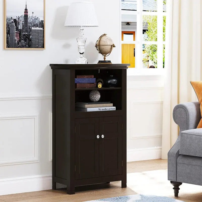 Freestanding Bathroom Cabinet with Doors and Adjustable Shelf - 11.81D x 23.62W x 37.2H