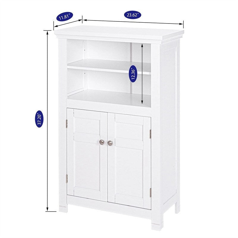Freestanding Bathroom Cabinet with Doors and Adjustable Shelf - 11.81D x 23.62W x 37.2H