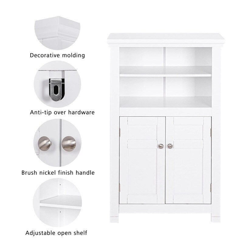 Freestanding Bathroom Cabinet with Doors and Adjustable Shelf - 11.81D x 23.62W x 37.2H