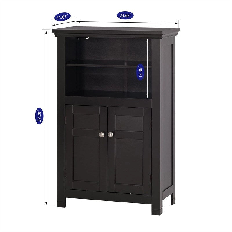 Freestanding Bathroom Cabinet with Doors and Adjustable Shelf - 11.81D x 23.62W x 37.2H