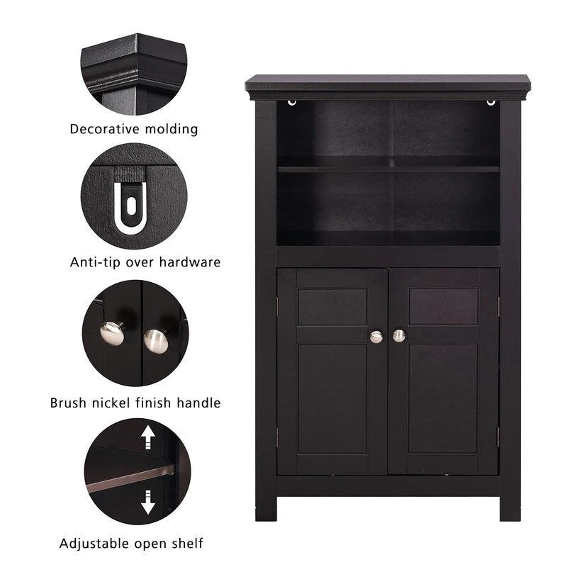 Freestanding Bathroom Cabinet with Doors and Adjustable Shelf - 11.81D x 23.62W x 37.2H